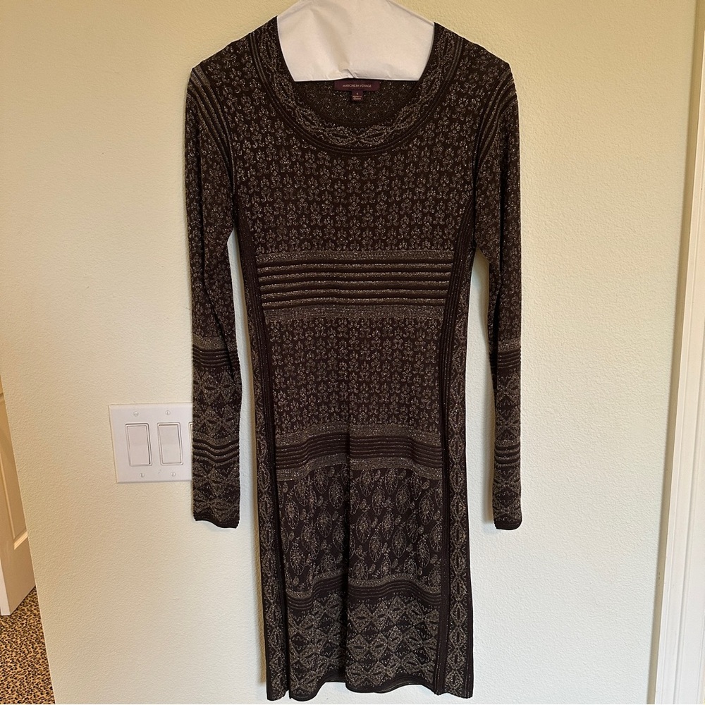 Marchesa Cocktail Dress with Gold Detailing